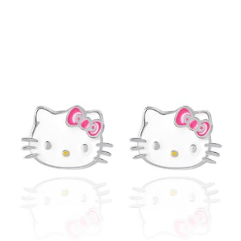 Hello Kitty Sterling Silver Enamel Stud Earrings