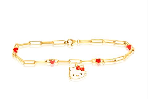 Hello Kitty Yellow Gold Paperclip Bracelet