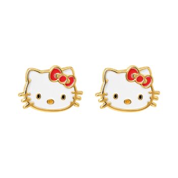 Hello Kitty 10K Yellow Gold Enamel Stud Earrings