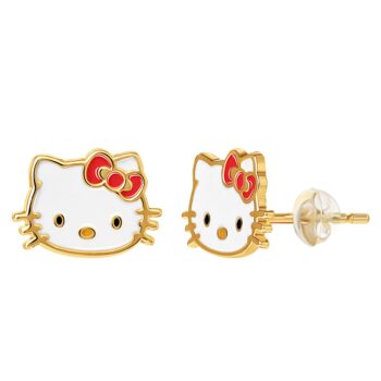 Hello Kitty 10K Yellow Gold Enamel Stud Earrings