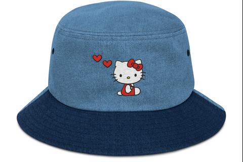 Hello Kitty Embroidered Denim Bucket Hat