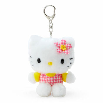 Hello Kitty Plush Mascot Keychain (Floral Houndstooth Series)