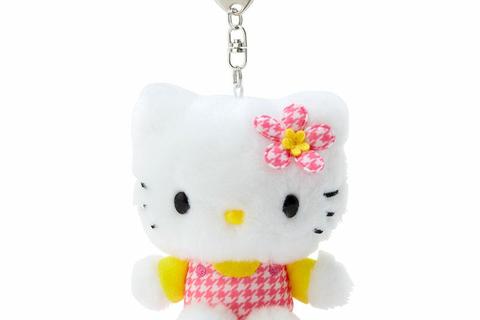 Hello Kitty Plush Mascot Keychain (Floral Houndstooth Series)