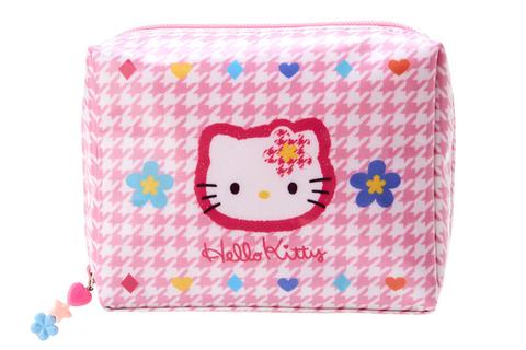 Hello Kitty Zipper Pouch (Floral Houndstooth Series)