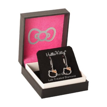 Hello Kitty 14K White Gold Diamond Drop Earrings