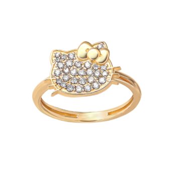 Hello Kitty 14K Yellow Gold Pavé Diamond Ring (Size 7 Only)