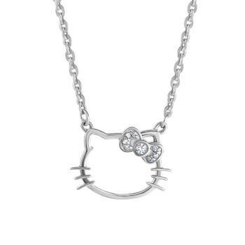 Hello Kitty Sterling Silver Silhouette Diamond Necklace