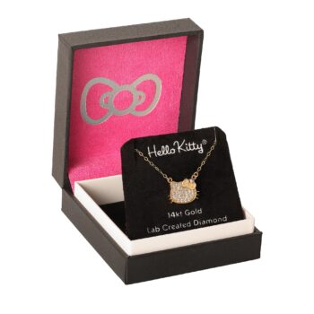 Hello Kitty 14K Yellow Gold Pavé Diamond Necklace