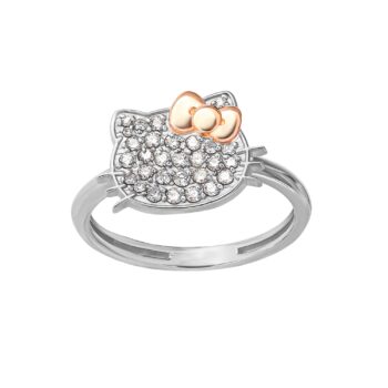 Hello Kitty 14K White Gold Pavé Diamond Ring (Size 7 Only)