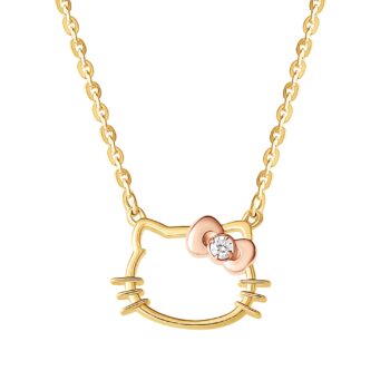 Hello Kitty Gold Plated Silhouette Diamond Necklace