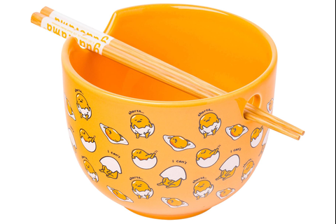 Gudetama Ceramic Ramen Bowl and Chopstick Set (Lazy Egg)