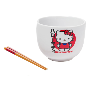 Hello Kitty Ceramic Ramen Bowl and Chopstick Set (Japan Logo)