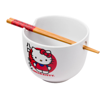 Hello Kitty Ceramic Ramen Bowl and Chopstick Set (Japan Logo)