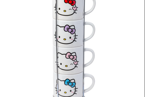 Hello Kitty Winking Hearts 5-Piece Ceramic Mug Stack