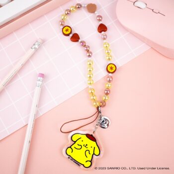 Pompompurin Beaded Charm Mobile Phone Wrist Strap