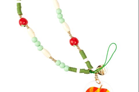 Hello Kitty Apple Beaded Charm Mobile Phone Wrist Strap