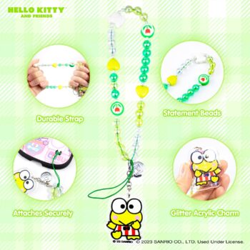 Keroppi Beaded Charm Mobile Phone Wrist Strap