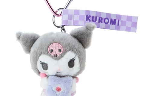 Kuromi Plush Mascot Keychain (Pastel Check Series)