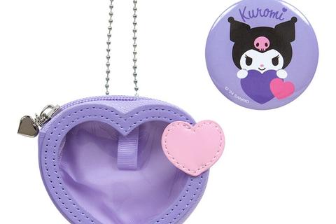 Kuromi Mini Pouch and Pin Set (Big Heart Series)