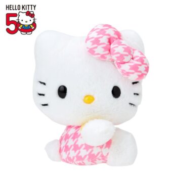 Hello Kitty 50th Anniv. Plush Mascot (Pink Houndstooth)