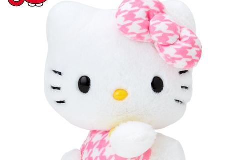 Hello Kitty 50th Anniv. Plush Mascot (Pink Houndstooth)