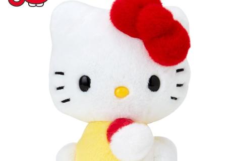 Hello Kitty 50th Anniv. Plush Mascot (Yellow Overalls)