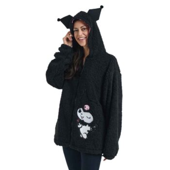 Kuromi Cozy Sherpa Zip Lounge Hoodie