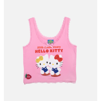 Hello Kitty x Dumbgood Lace Cropped Tank (50th Anniv.)