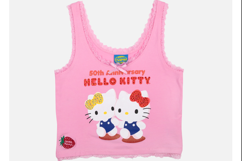 Hello Kitty x Dumbgood Lace Cropped Tank (50th Anniv.)