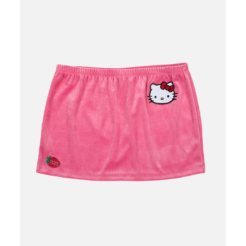 Hello Kitty x Dumbgood Pink Velour Mini Skirt (50th Anniv.)