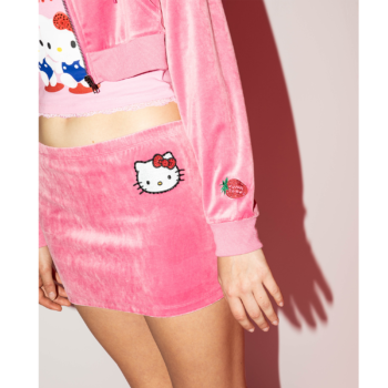 Hello Kitty x Dumbgood Pink Velour Mini Skirt (50th Anniv.)