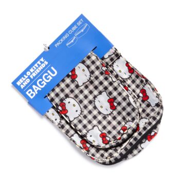 Hello Kitty x Baggu 50th Anniversary Packing Cube Set (Black Gingham)