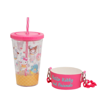 Hello Kitty and Friends Acrylic Travel Tumbler With Chain Holder