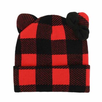 Hello Kitty Knit Red Plaid Beanie