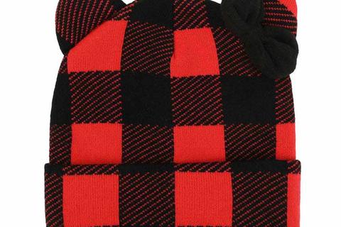 Hello Kitty Knit Red Plaid Beanie