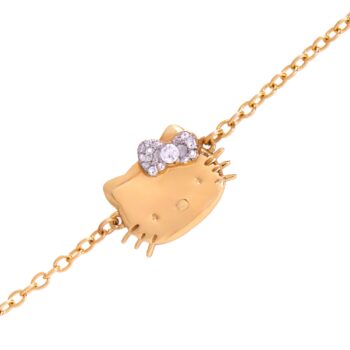 Hello Kitty Gold Plated Sparkle Bow Bracelet