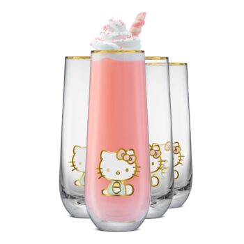 Hello Kitty Stay Gold Stemless Flutes (Set of 4)