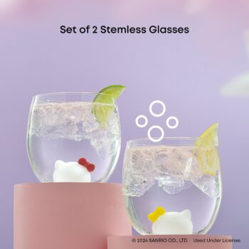 Hello Kitty and Mimmy 3D Icon Short Drinking Glasses (Set of 2)