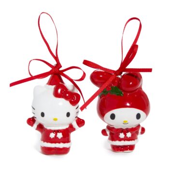 Hello Kitty and My Melody 2-pc Holiday Ceramic Ornament Set (Santa Suit)