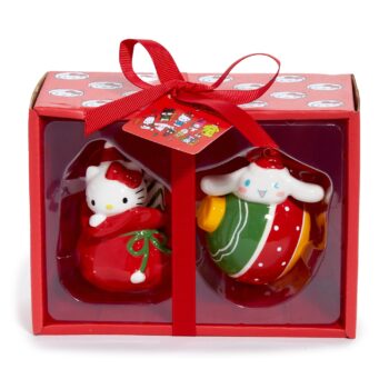 Hello Kitty and Cinnamoroll 2-pc Holiday Ceramic Ornament Set (Red)