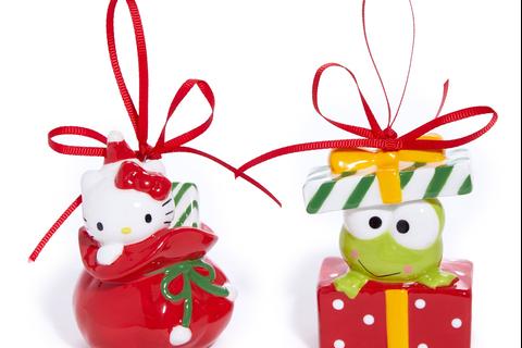 Hello Kitty and Keroppi 2-pc Holiday Ceramic Ornament Set (Red)