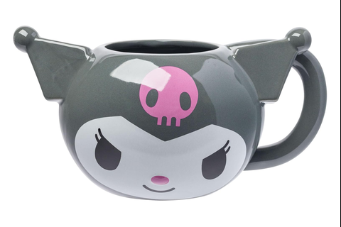 Kuromi Face Sculpted Mug (Gray)