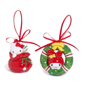 Hello Kitty and My Melody 2-pc Holiday Ceramic Ornament Set (Red)