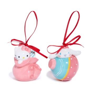 Hello Kitty and Cinnamoroll 2-pc Holiday Ceramic Ornament Set (Pastel Pink)