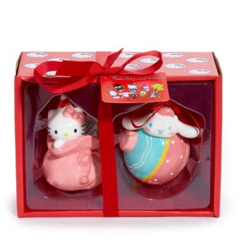 Hello Kitty and Cinnamoroll 2-pc Holiday Ceramic Ornament Set (Pastel Pink)