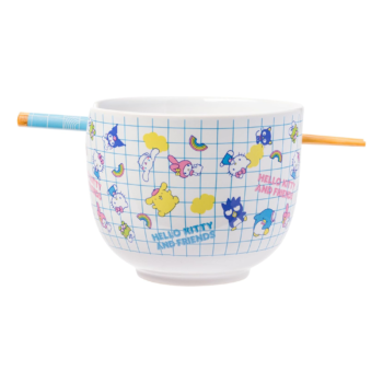 Hello Kitty and Friends Ceramic Ramen Bowl and Chopstick Set (Color Grid)