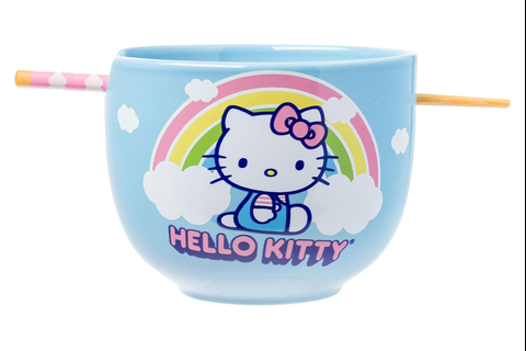 Hello Kitty Ceramic Ramen Bowl and Chopstick Set (Rainbow)