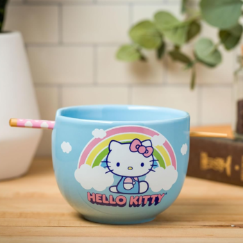 Hello Kitty Ceramic Ramen Bowl and Chopstick Set (Rainbow)