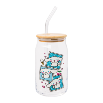 Cinnamoroll Snacks Bamboo Lidded Glass Tumbler