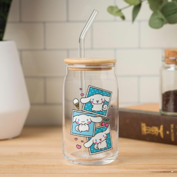 Cinnamoroll Snacks Bamboo Lidded Glass Tumbler